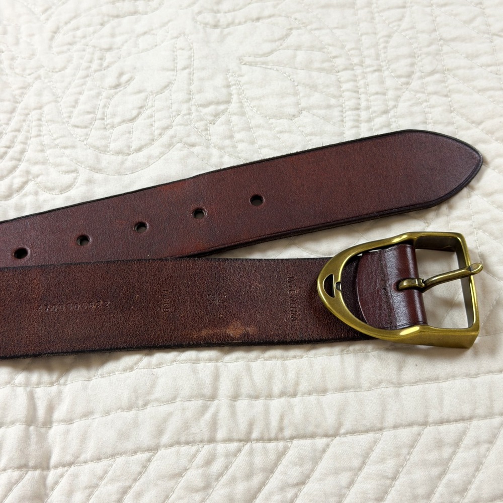 Polo Ralph Lauren Wilton Equestrian D-Ring Leather Belt Brown Brass RL Buckle 34 - Picture 9 of 12